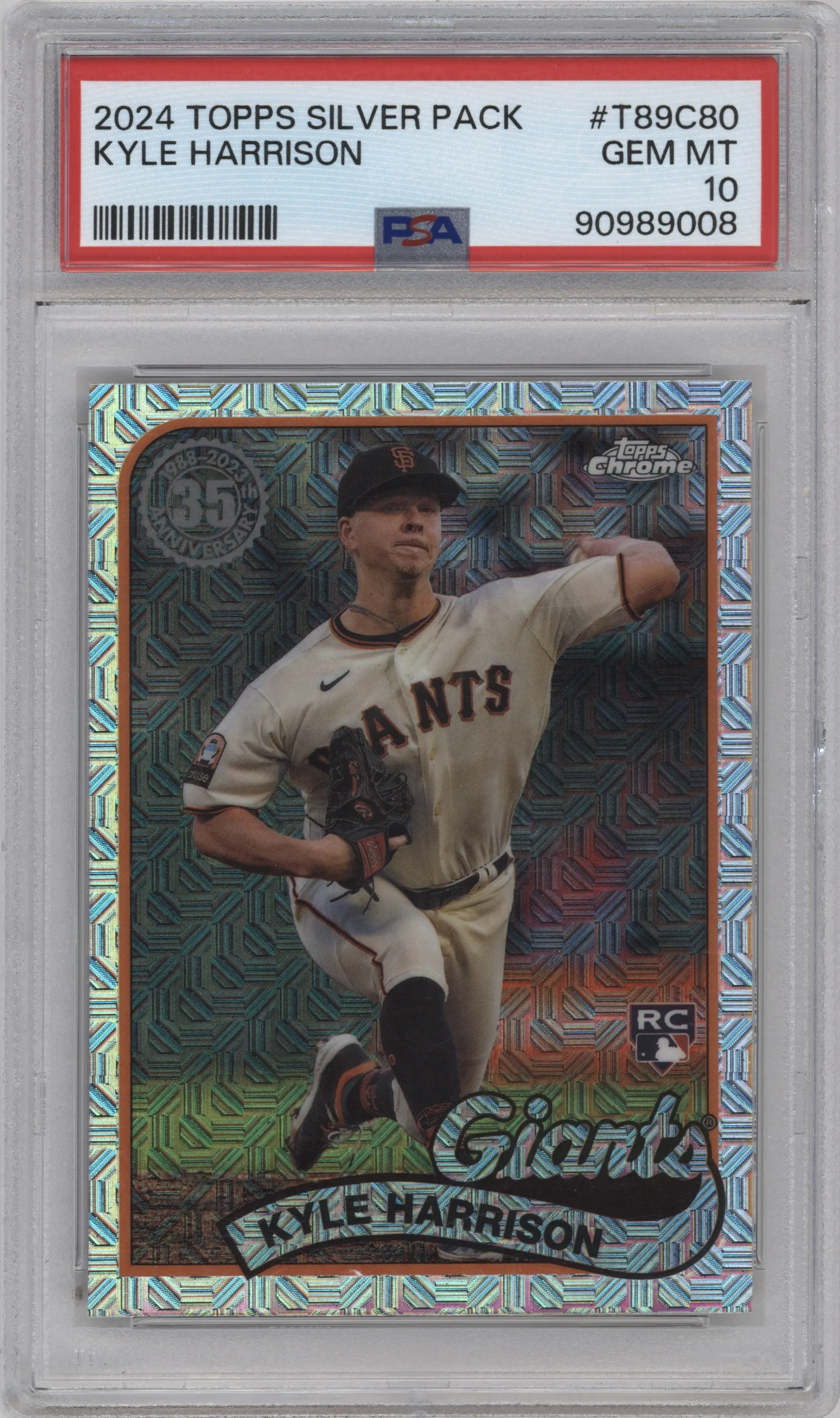 2024 Topps Series 1 Silver Pack 1989 Chrome Kyle Harrison #T89C-80 PSA 10