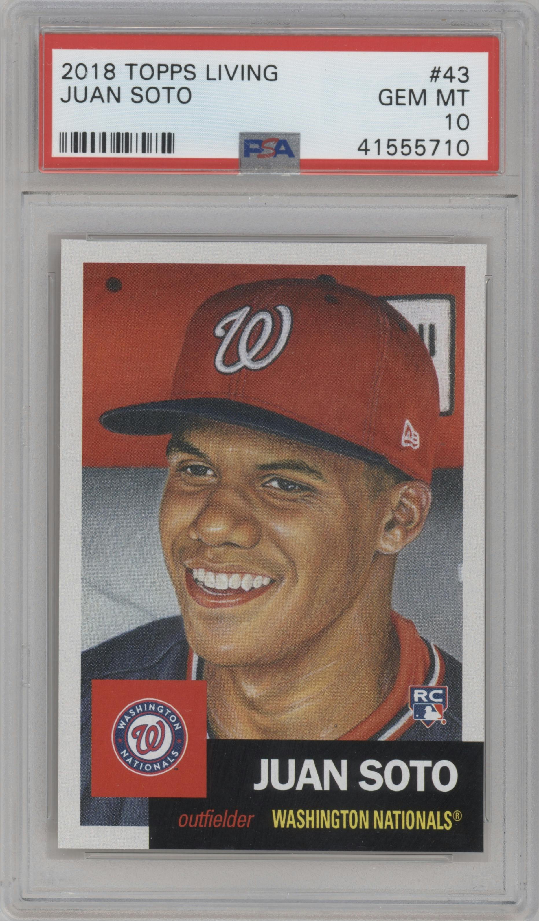 Juan Soto from the Ultimate Topps Living Set   set graded by PSA and given an overall grade of 10.