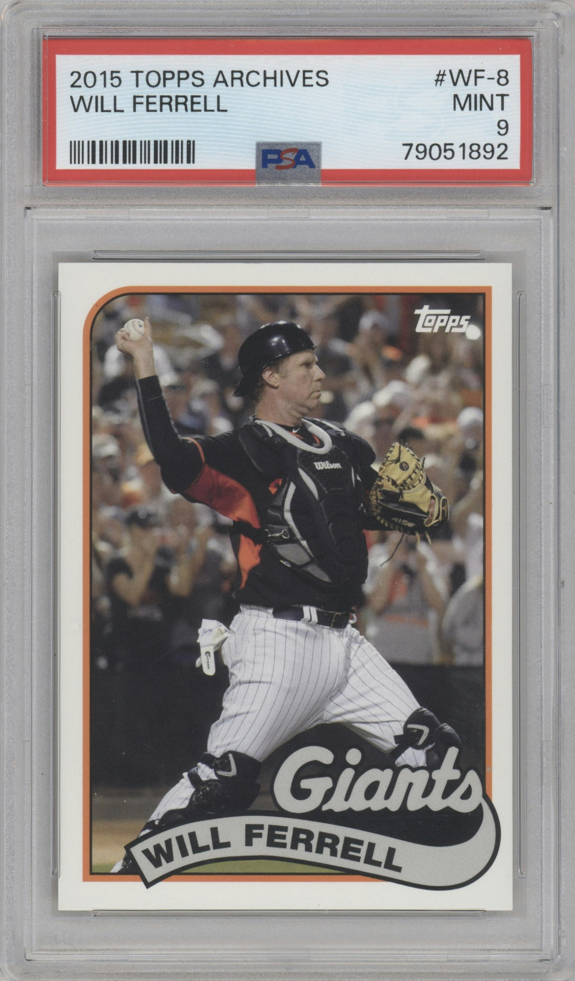 Will Ferrell from the 2015 Topps Archives set graded by PSA and given an overall grade of 9.
