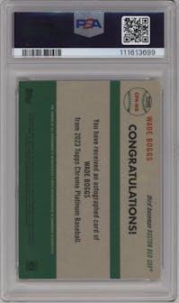 Wade Boggs from the 2023 Topps Chrome Platinum Anniversary set featuring a Superfractor parallel graded by PSA and given an overall grade of 9.