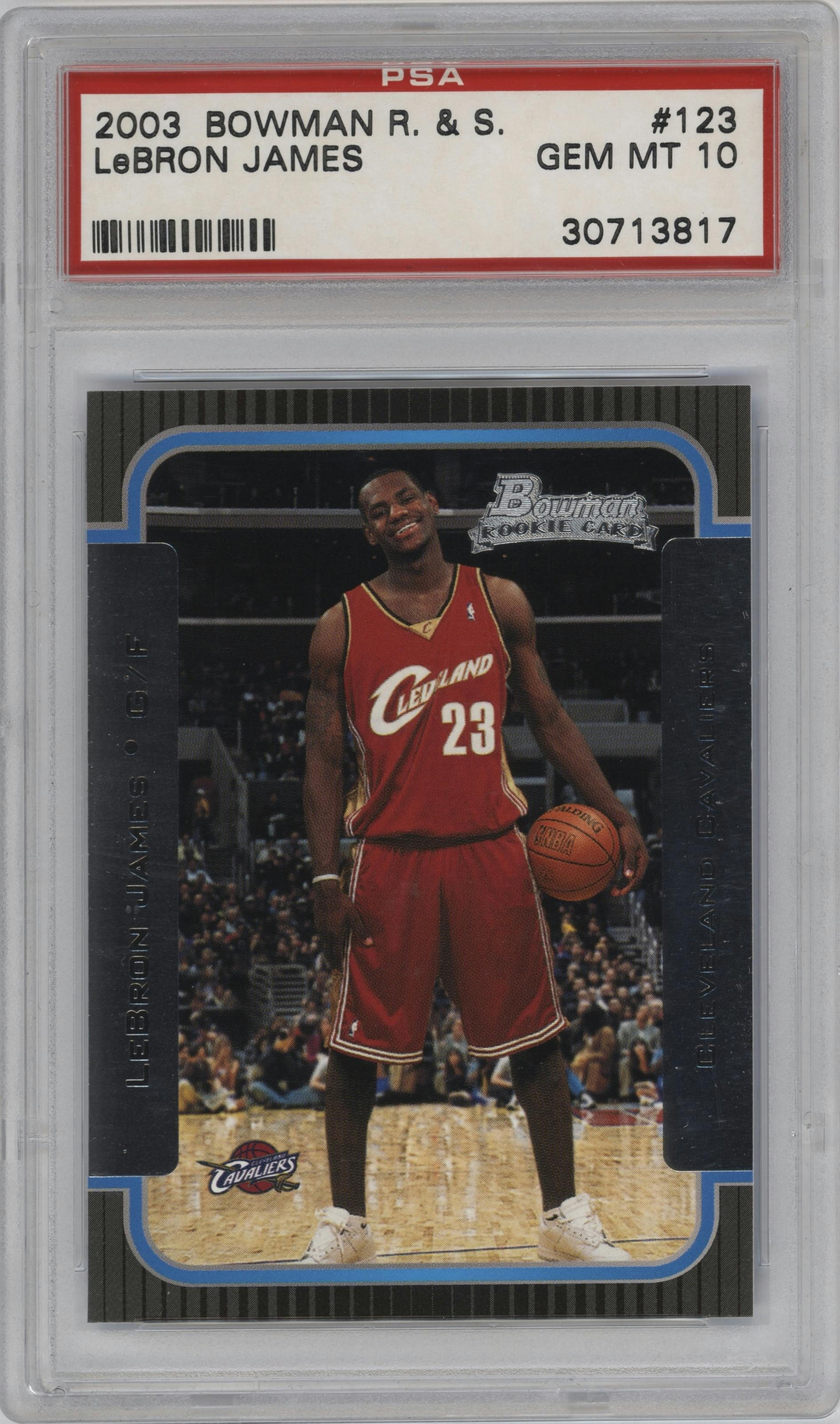 LeBron James from the 2003-04 Bowman set graded by PSA and given an overall grade of 10.