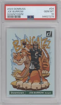 Joe Burrow from the 2023 Panini Donruss set graded by PSA and given an overall grade of 10.