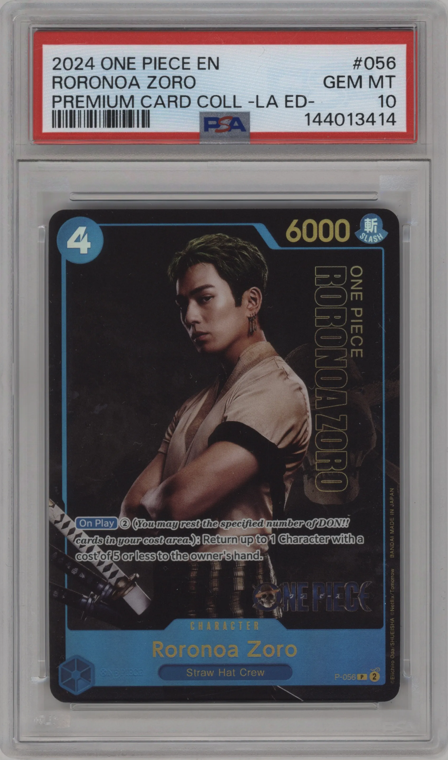 2024 One Piece Prem.Coll.Live Action Ed. Roronoa Zoro PSA 10