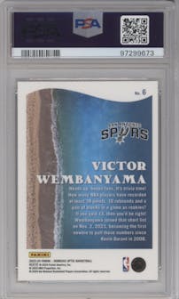 Victor Wembanyama from the 2023-24 Donruss Optic set graded by PSA and given an overall grade of 10.