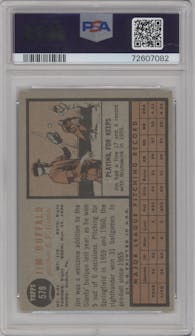 Jim Duffalo from the 1962 Topps set graded by PSA and given an overall grade of 8.