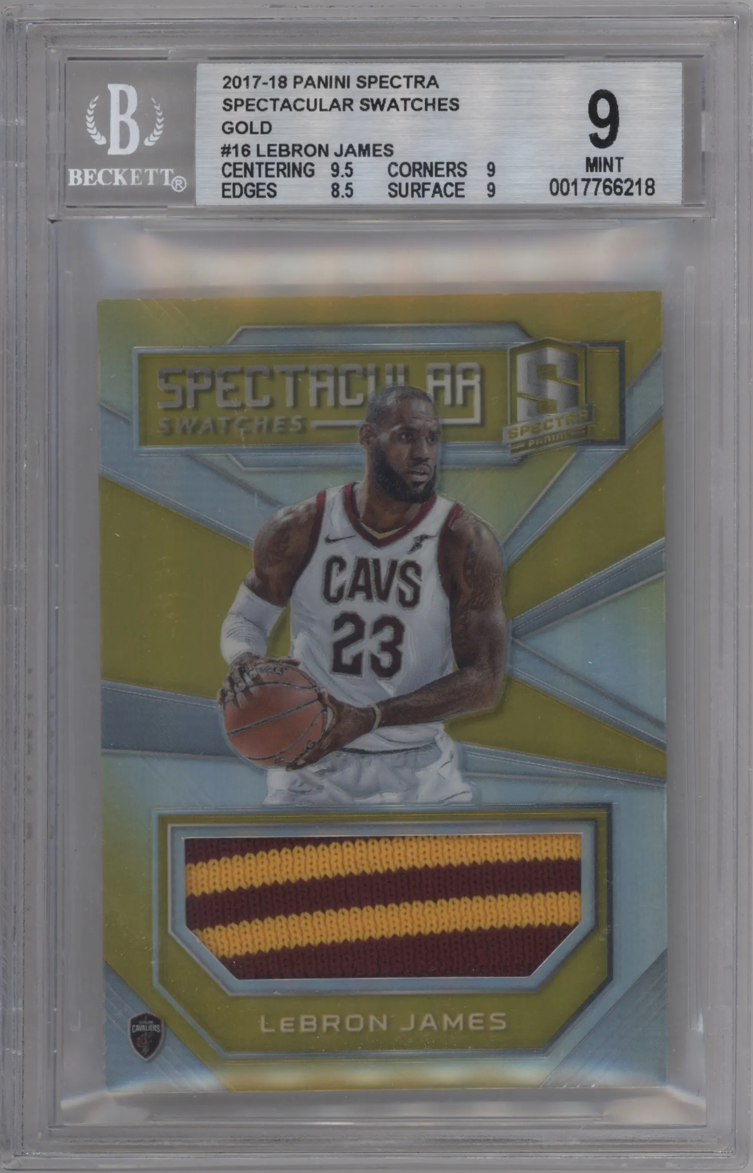 2017 Panini Spectra Spec.Swch.Rlc. LeBron James Gold #SS-16 BGS 9