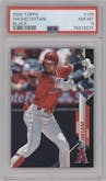 Shohei Ohtani from the 2020 Topps Series 1 set featuring a Black  parallel graded by PSA and given an overall grade of 8.