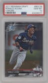 Ronald Acuna from the 2017 Bowman Draft set graded by PSA and given an overall grade of 10.