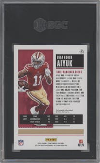 Brandon Aiyuk from the 2020 Panini Contenders set featuring a Championship Ticket parallel graded by SGC and given an overall grade of 9.5.