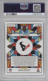 C.J. Stroud from the 2024 Panini Mosaic set graded by PSA and given an overall grade of 10.