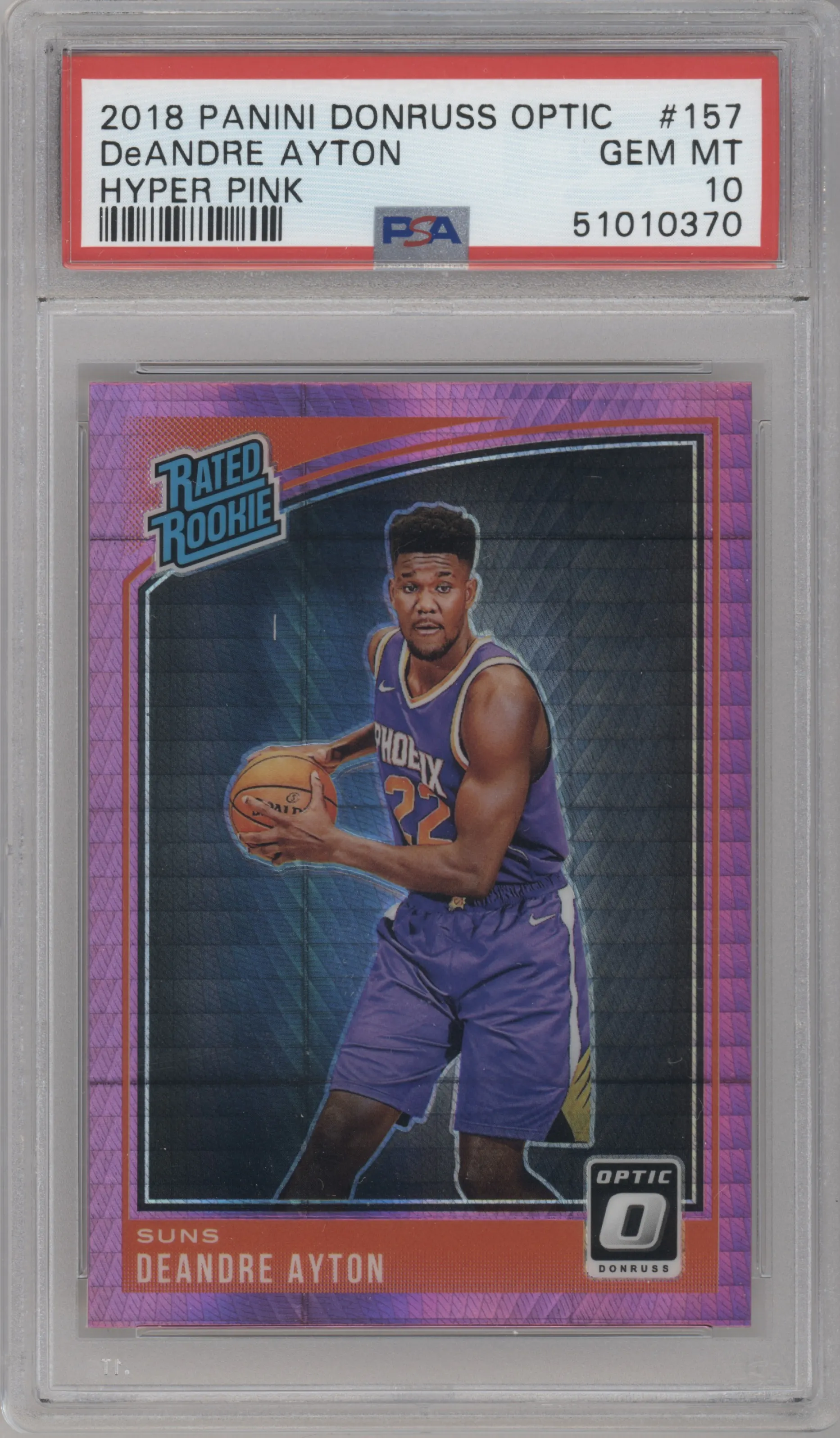 2018 Panini Donruss Optic Rated Rookie Deandre Ayton Hyper Pink #157 PSA 10