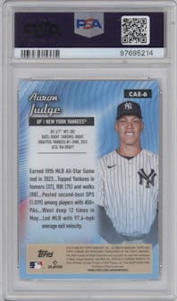 Aaron Judge from the 2024 Topps Chrome set graded by PSA and given an overall grade of 10.