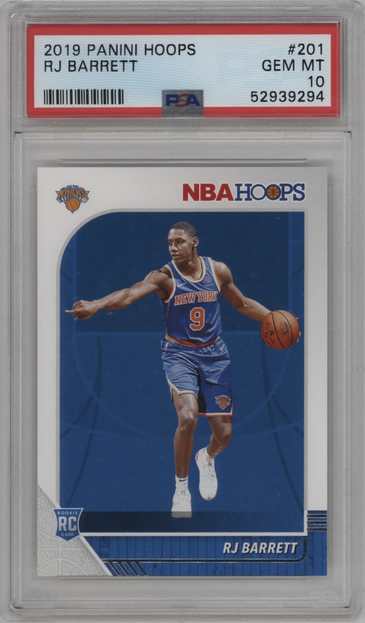 2019 Panini NBA Hoops RJ Barrett #201 PSA 10