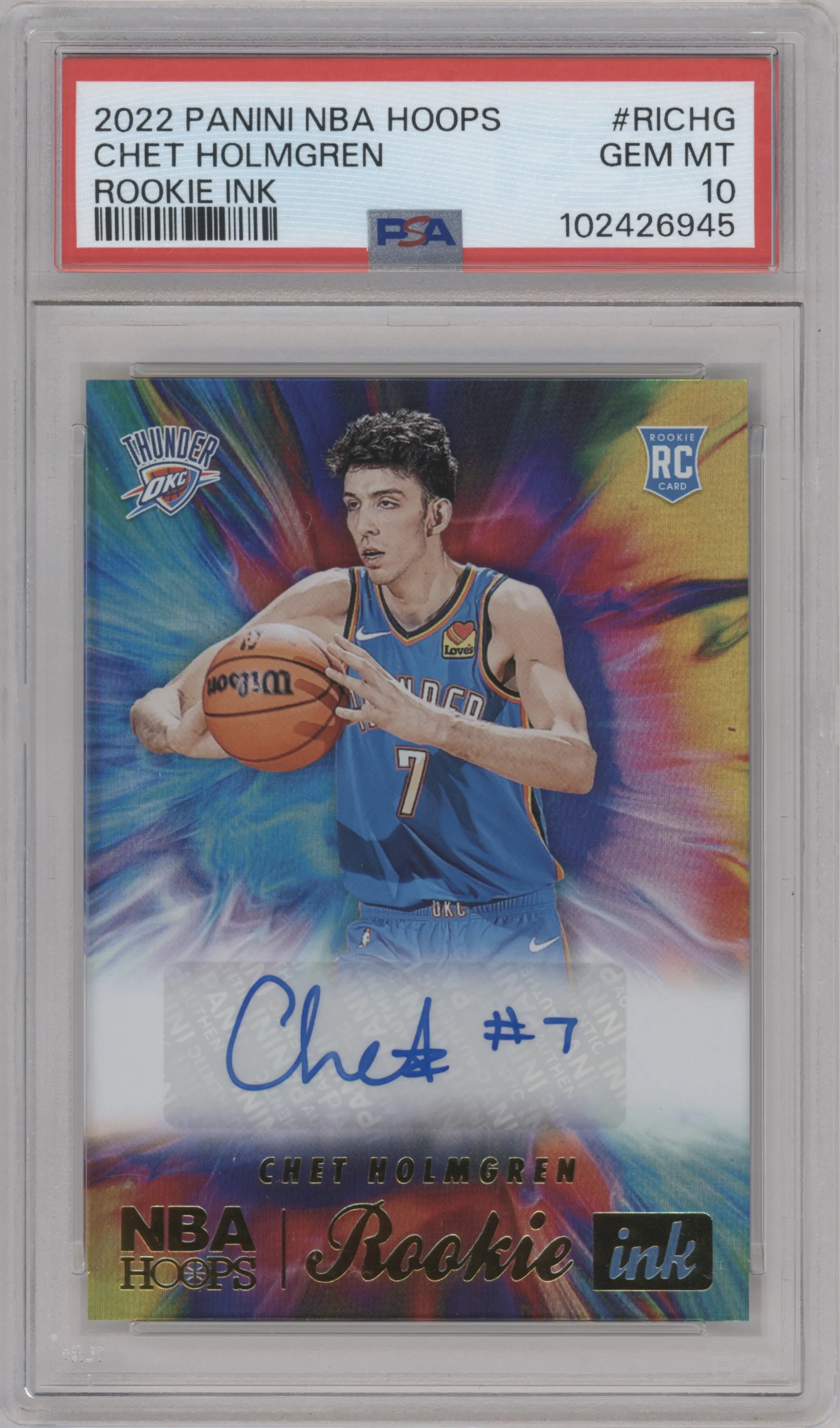 2022 Panini NBA Hoops Rke.Ink Chet Holmgren PSA 10