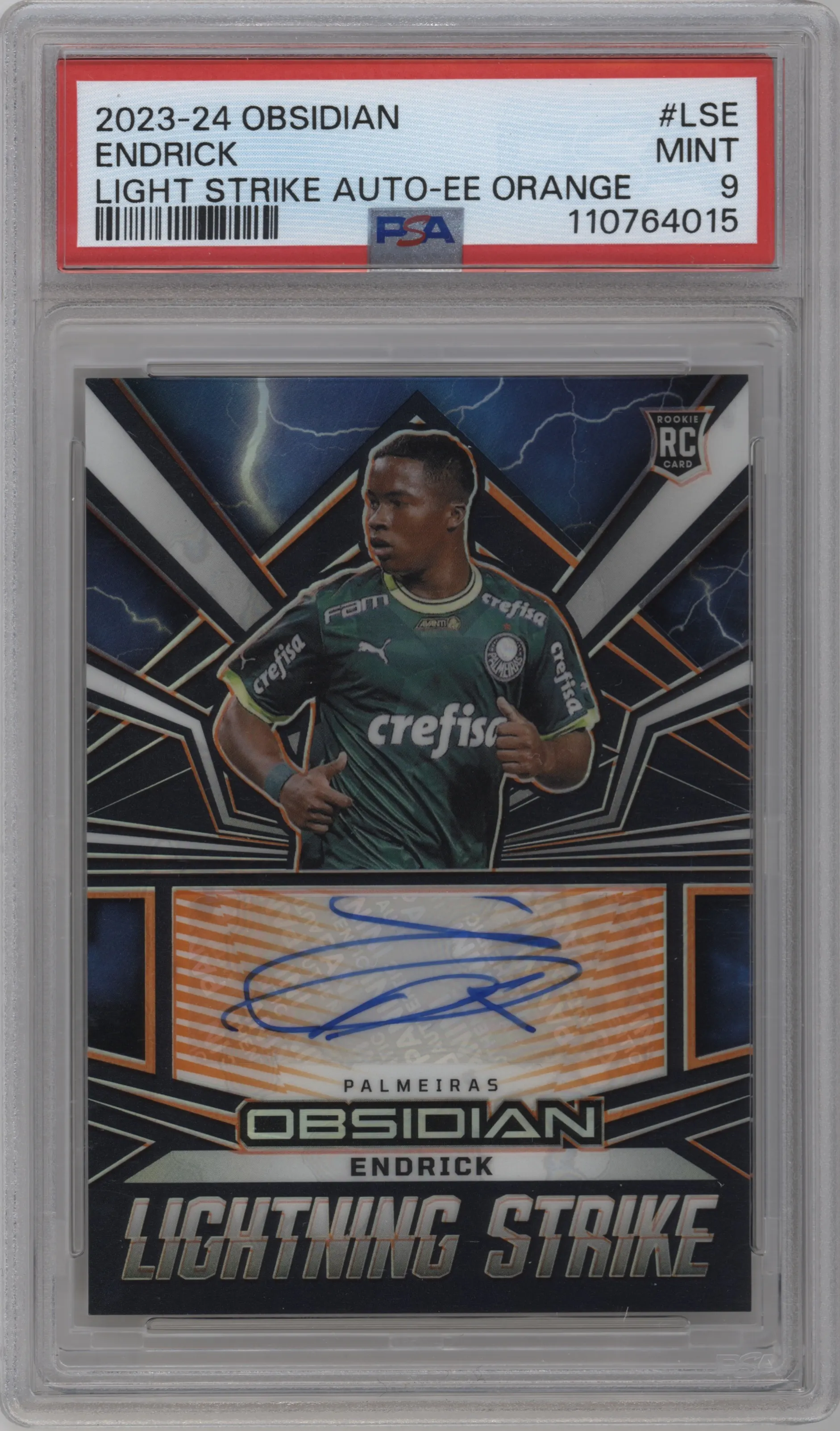 2023 Panini Obsidian Lightning Strike Auto Endrick Electric Etch Orange PSA 9