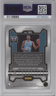 Brandon Miller from the 2023-24 Panini Prizm set featuring a Ice Prizm parallel graded by PSA and given an overall grade of 9.