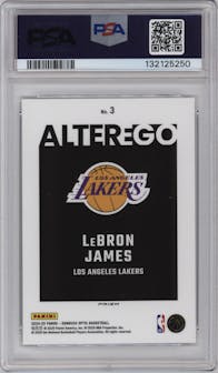 LeBron James from the 2024-25 Donruss Optic set graded by PSA and given an overall grade of 10.
