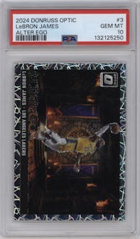 LeBron James from the 2024-25 Donruss Optic set graded by PSA and given an overall grade of 10.