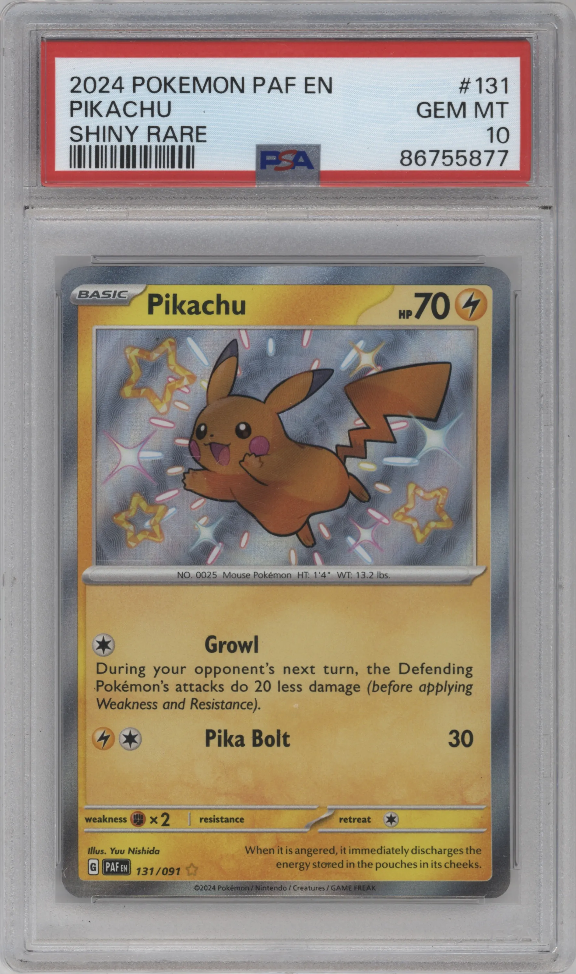 2024 Pokemon SV Paldean Fates Pikachu #131 PSA 10