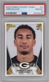 Jordan Love from the 2020 Panini NFL Sticker & Card set graded by PSA and given an overall grade of 10.