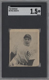 Phil Rizzuto from the 1967 Topps set graded by SGC and given an overall grade of 1.5.