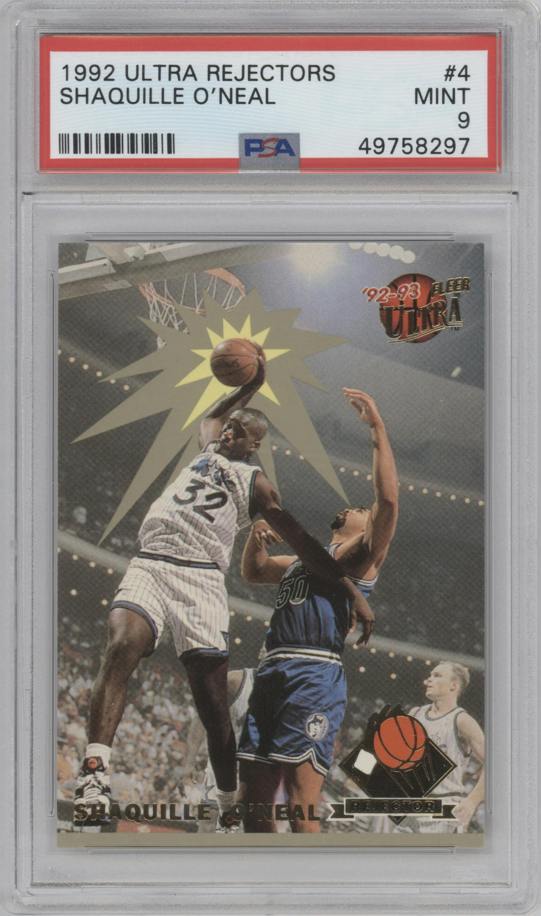 Shaquille O'Neal  from the 1992-93 Fleer Ultra set graded by PSA and given an overall grade of 9.