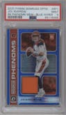 Joe Burrow from the 2020 Panini Donruss Optic set featuring a Blue Hyper parallel graded by PSA and given an overall grade of 9.