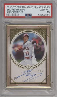 Shohei Ohtani  from the 2018 Topps Transcendent Collection Japan Edition set graded by PSA and given an overall grade of 10.