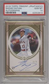 Shohei Ohtani from the 2018 Topps Transcendent Collection Japan Edition set graded by PSA and given an overall grade of 10.