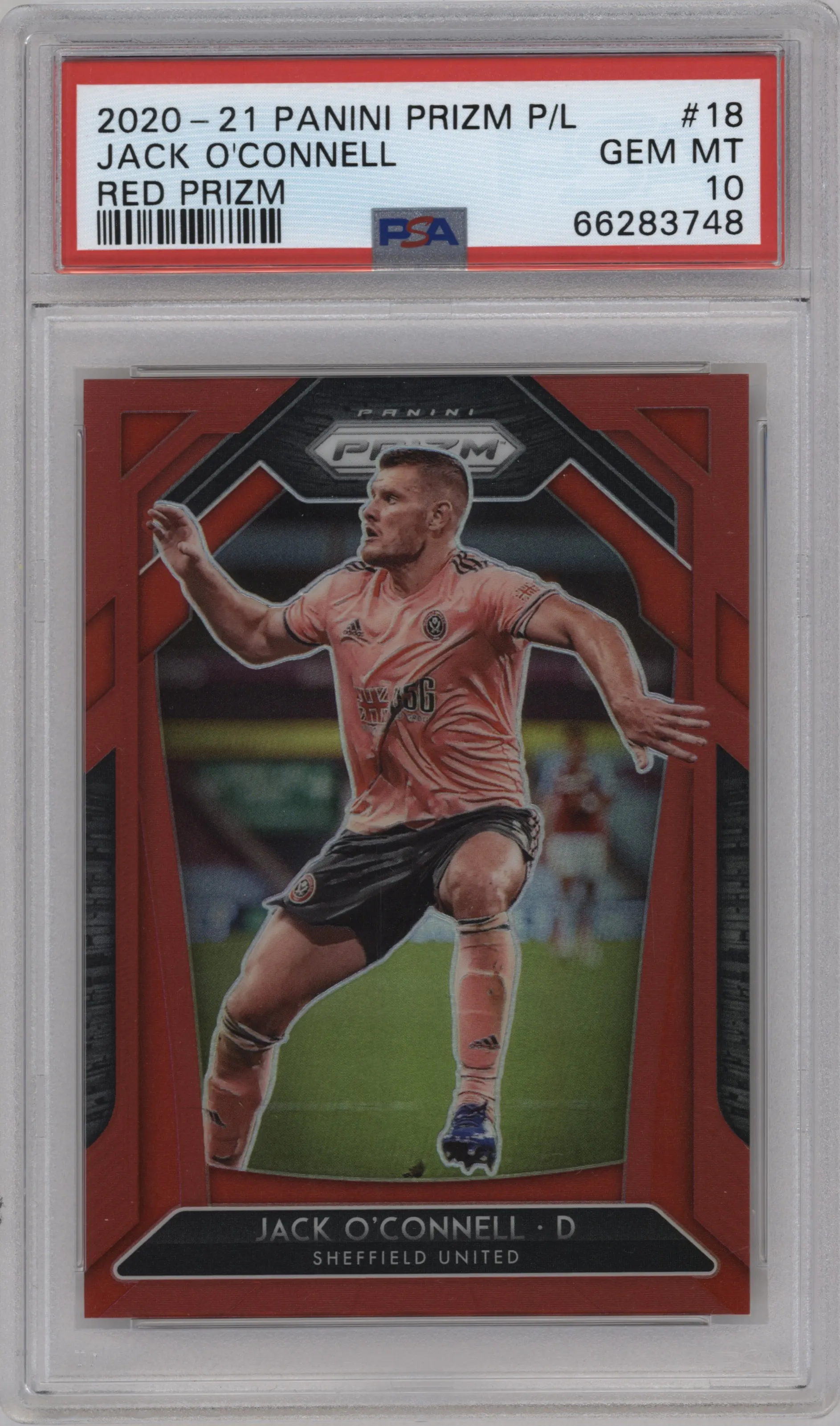 2020 Panini Prizm Premier League Jack O'Connell Red #18 PSA 10