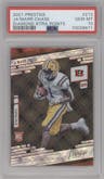 Ja'Marr Chase from the 2021 Panini Prestige set featuring a Xtra Points Diamond parallel graded by PSA and given an overall grade of 10.