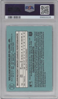 Will Clark from the 1986 Donruss The Rookies set graded by PSA and given an overall grade of 9.