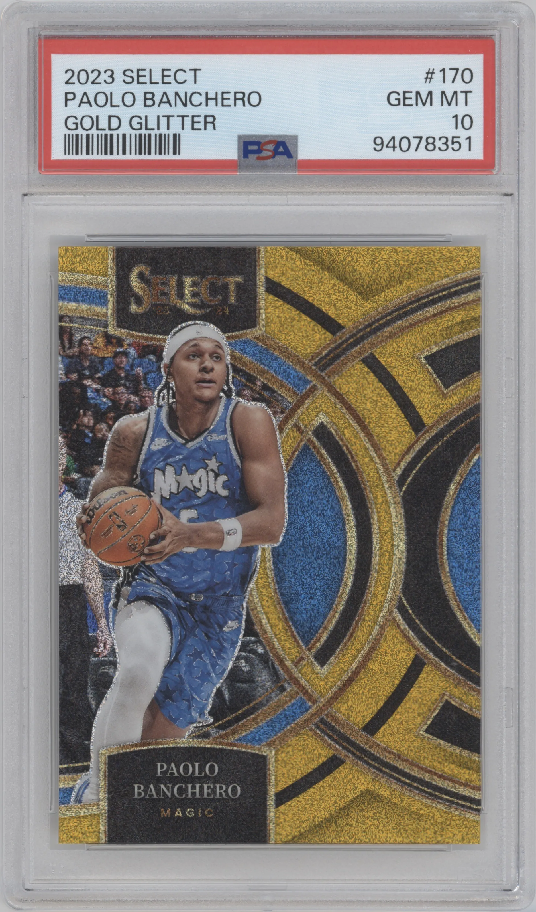 2023 Panini Select Pre.Lvl. Paolo Banchero Gold Glitter #170 PSA 10