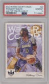 Anthony Davis from the 2022-23 Panini Court Kings set featuring a Violet parallel graded by PSA and given an overall grade of 10.
