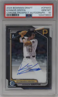 Konnor Griffin from the 2024 Bowman Draft set graded by PSA and given an overall grade of 10.