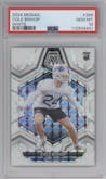 Cole Bishop from the 2024 Panini Mosaic set featuring a White parallel graded by PSA and given an overall grade of 10.