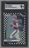 J.J. McCarthy from the 2024 Panini Prizm set featuring a Black & White Checker parallel graded by SGC and given an overall grade of 9.