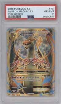 M Charizard EX from the 2016 Pokemon XY set graded by PSA and given an overall grade of 10.