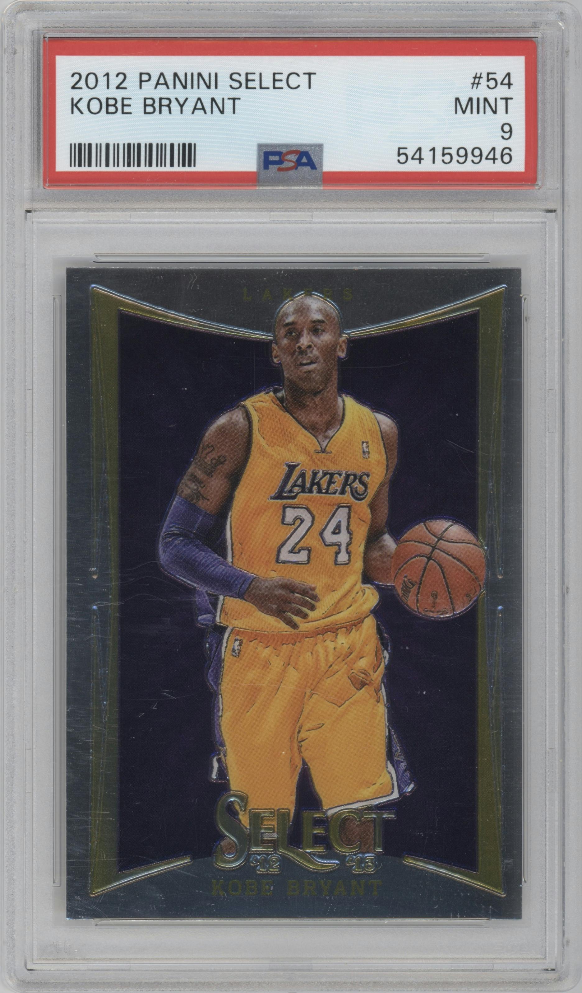 Kobe Bryant from the 2012-13 Panini Select set graded by PSA and given an overall grade of 9.