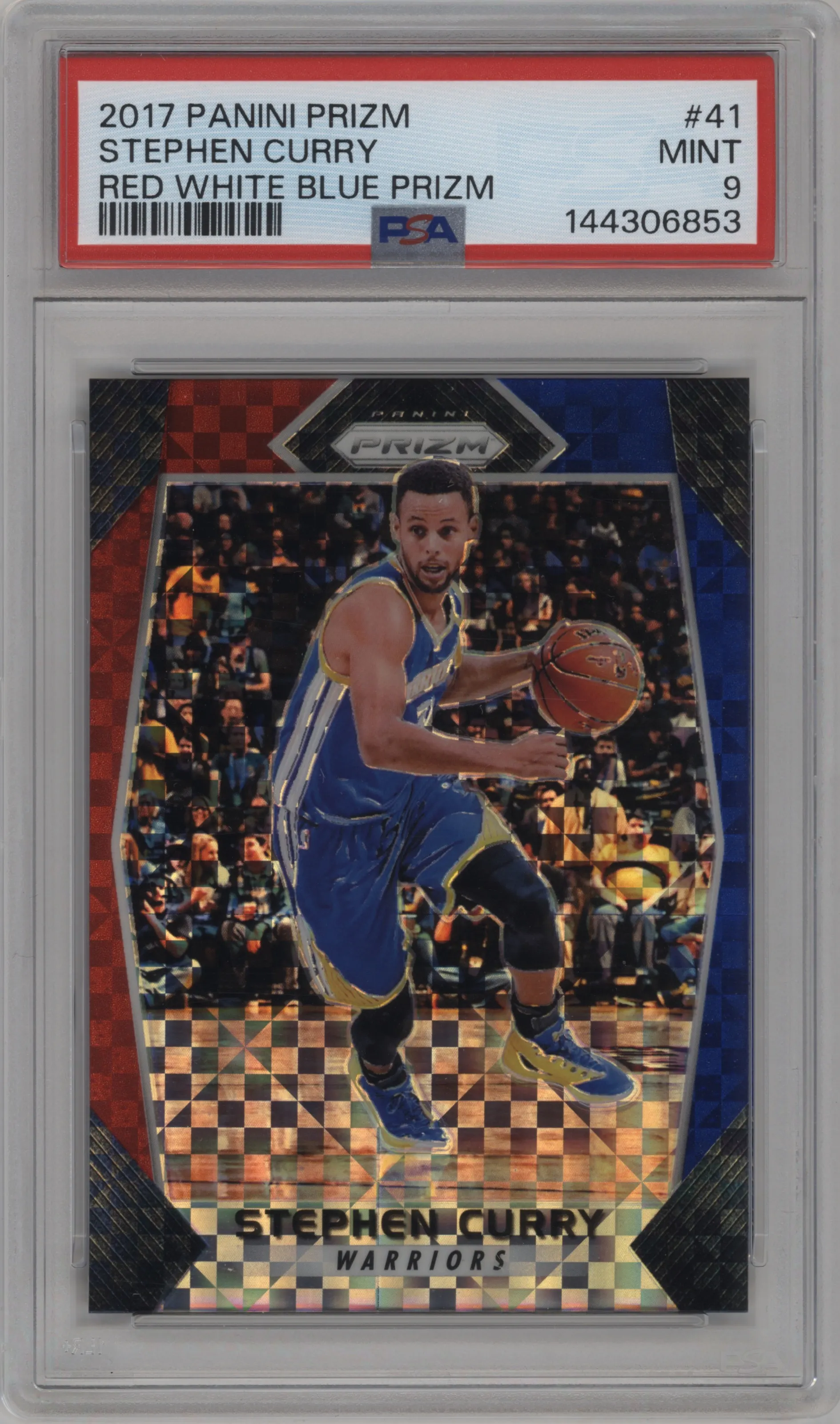 2017 Panini Prizm Stephen Curry Red/White/Blue Prizm #41 PSA 9