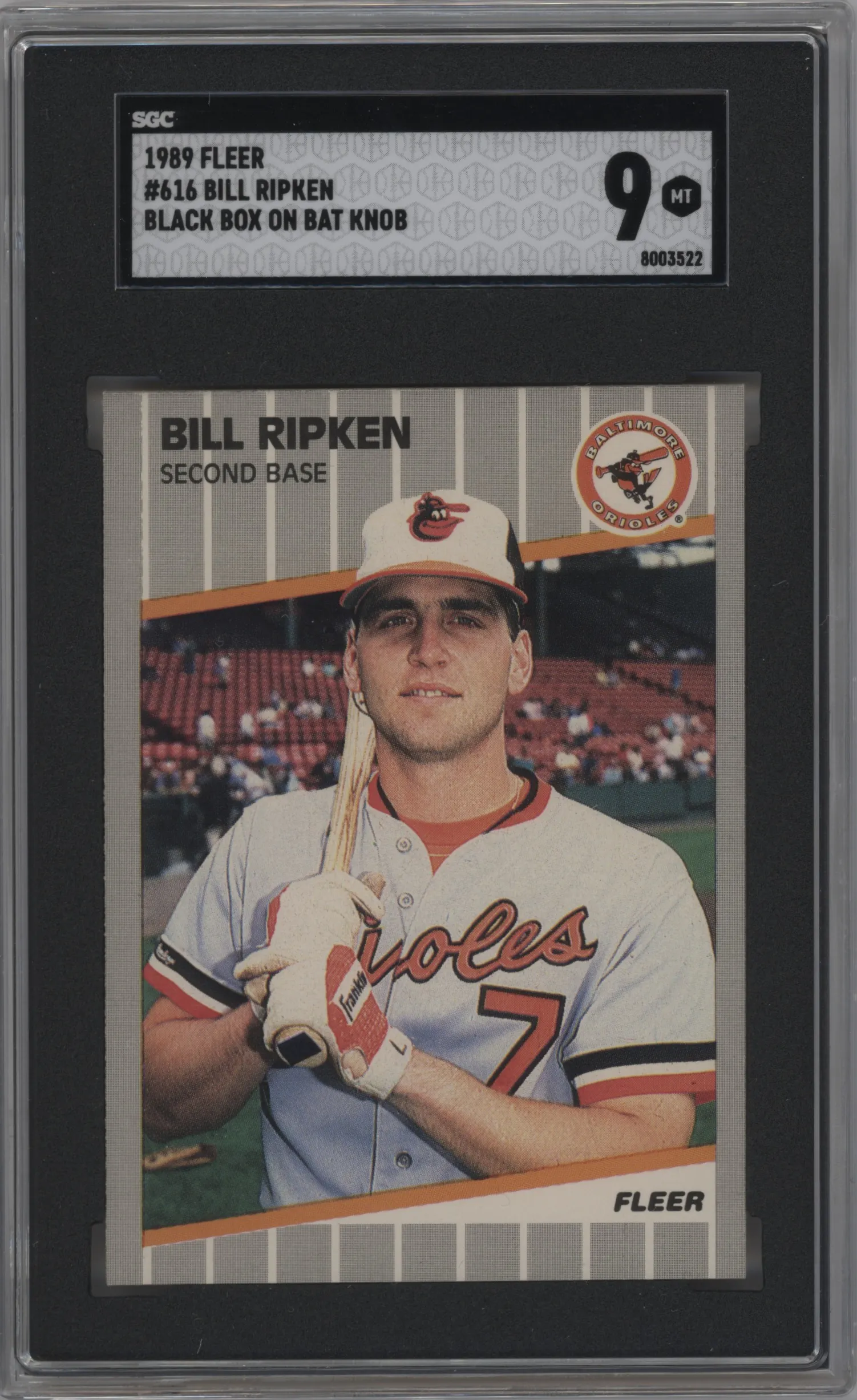 1989 Fleer Bill Ripken Black Box Error #616 SGC 9