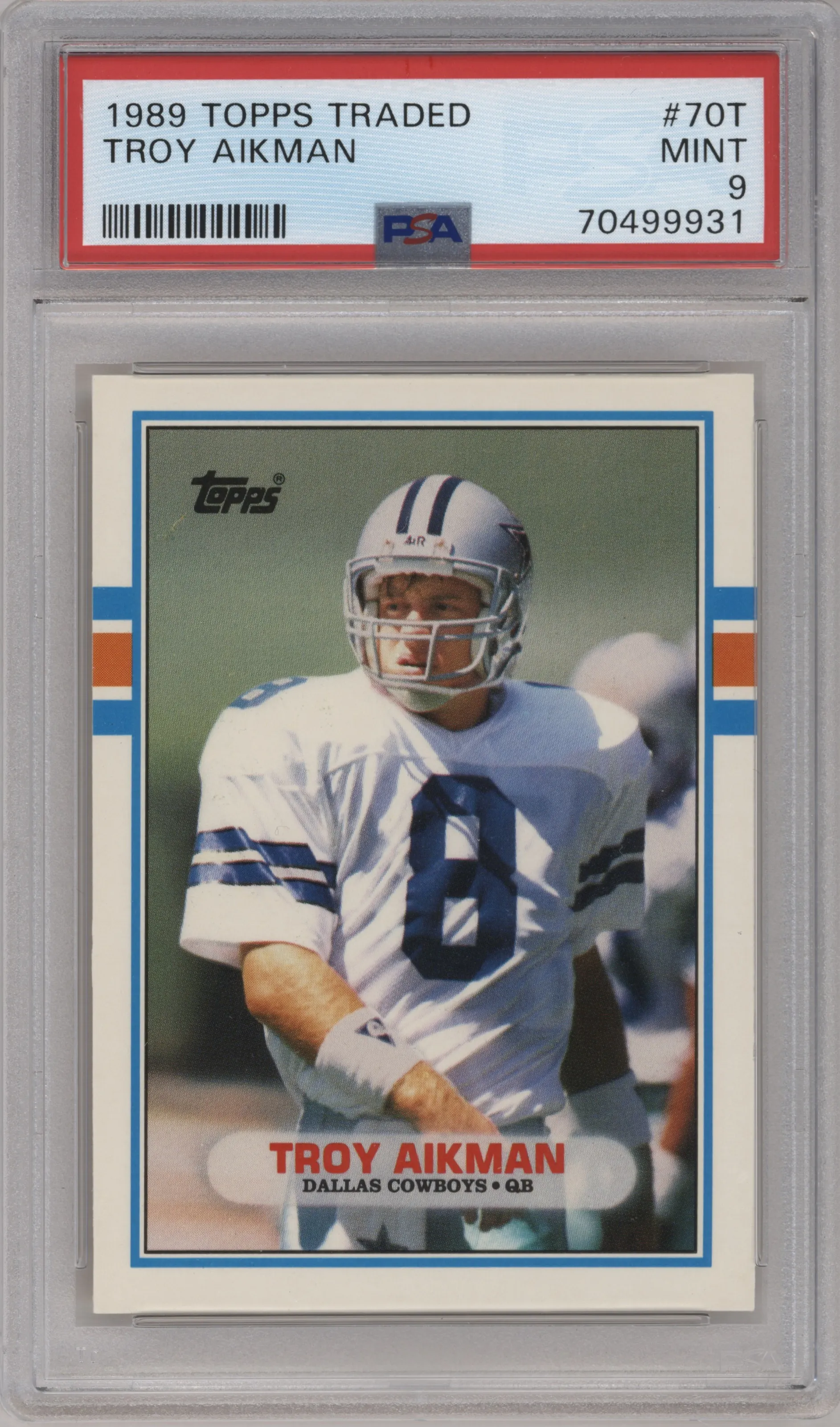 1989 Topps Traded Troy Aikman PSA 9