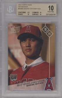 Shohei Ohtani from the 2017 Topps Now set graded by Beckett and given an overall grade of 10.