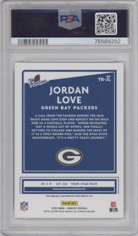 Jordan Love from the 2020 Panini Donruss set graded by PSA and given an overall grade of 9.