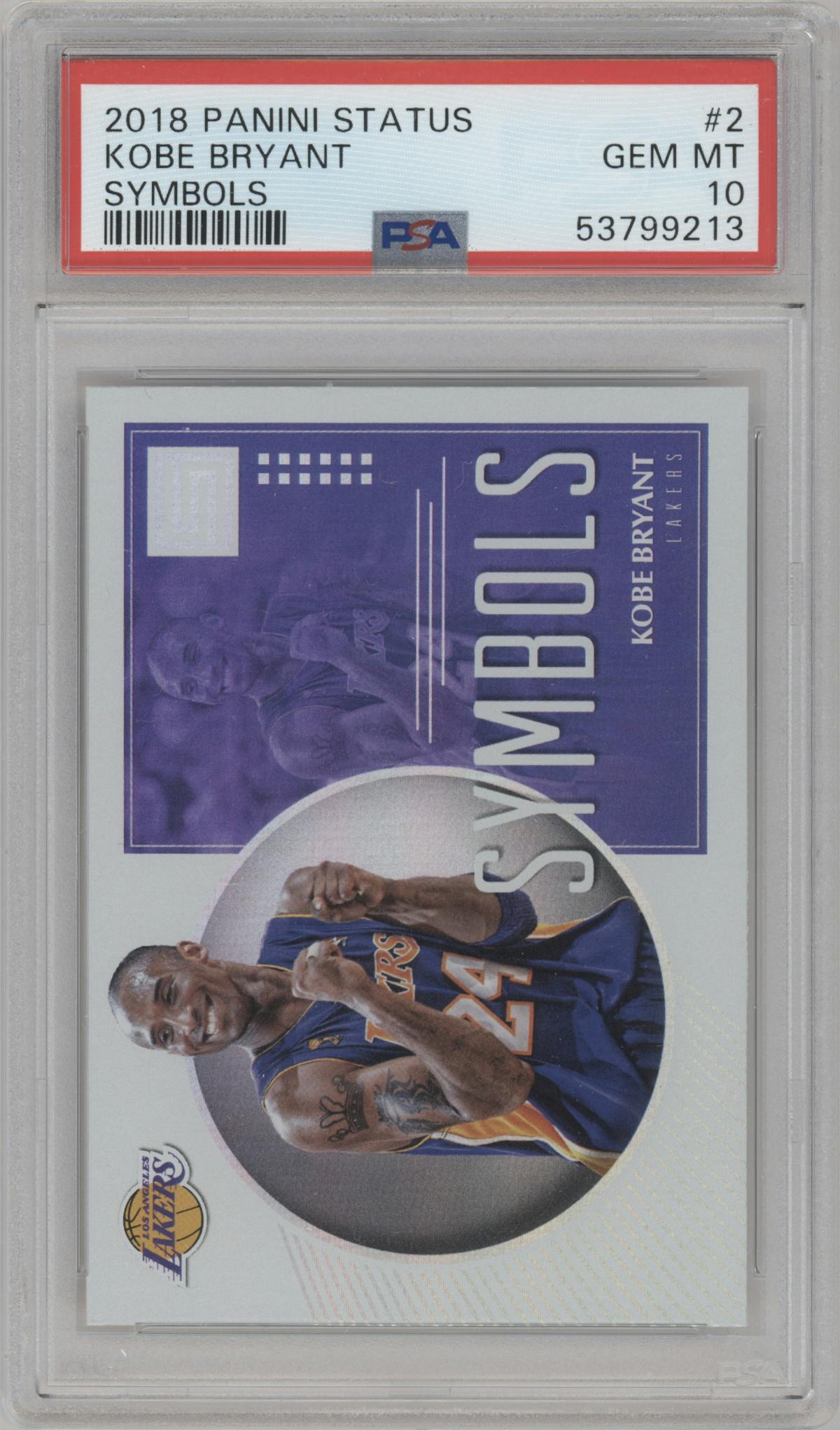 Kobe Bryant from the 2018-19 Panini Status set graded by PSA and given an overall grade of 10.