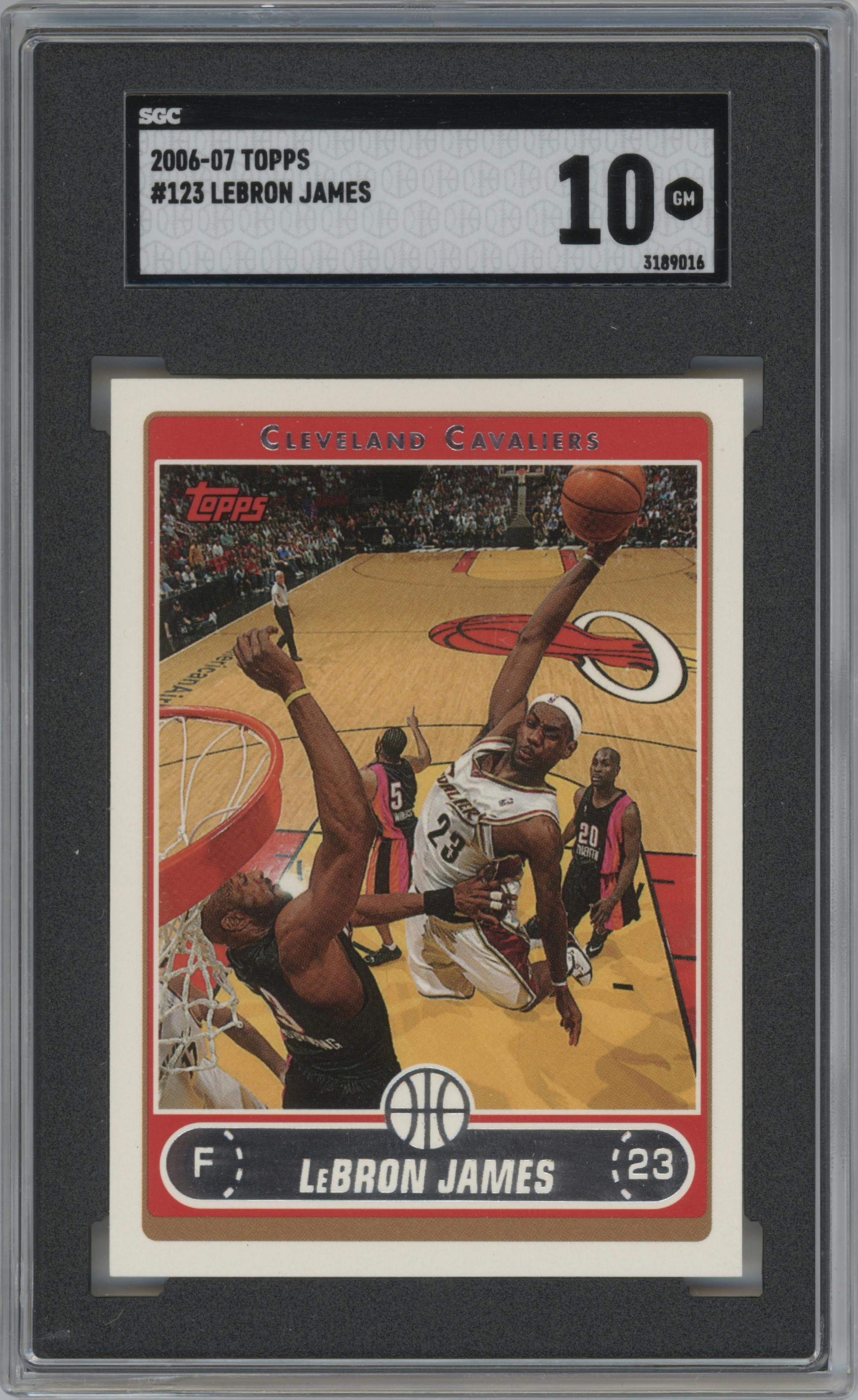 LeBron James from the 2006-07 Topps set graded by SGC and given an overall grade of 10.