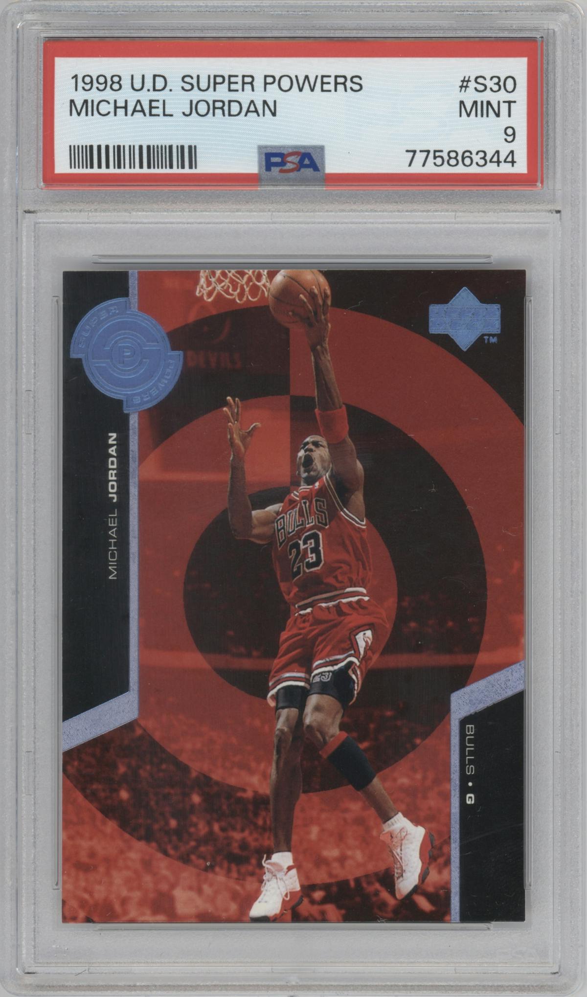 Michael Jordan from the 1998-99 Upper Deck  set graded by PSA and given an overall grade of 9.