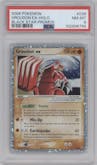 Groudon ex	 from the 2006 Pokemon EX set featuring a EX Collector's Tins parallel graded by PSA and given an overall grade of 8.