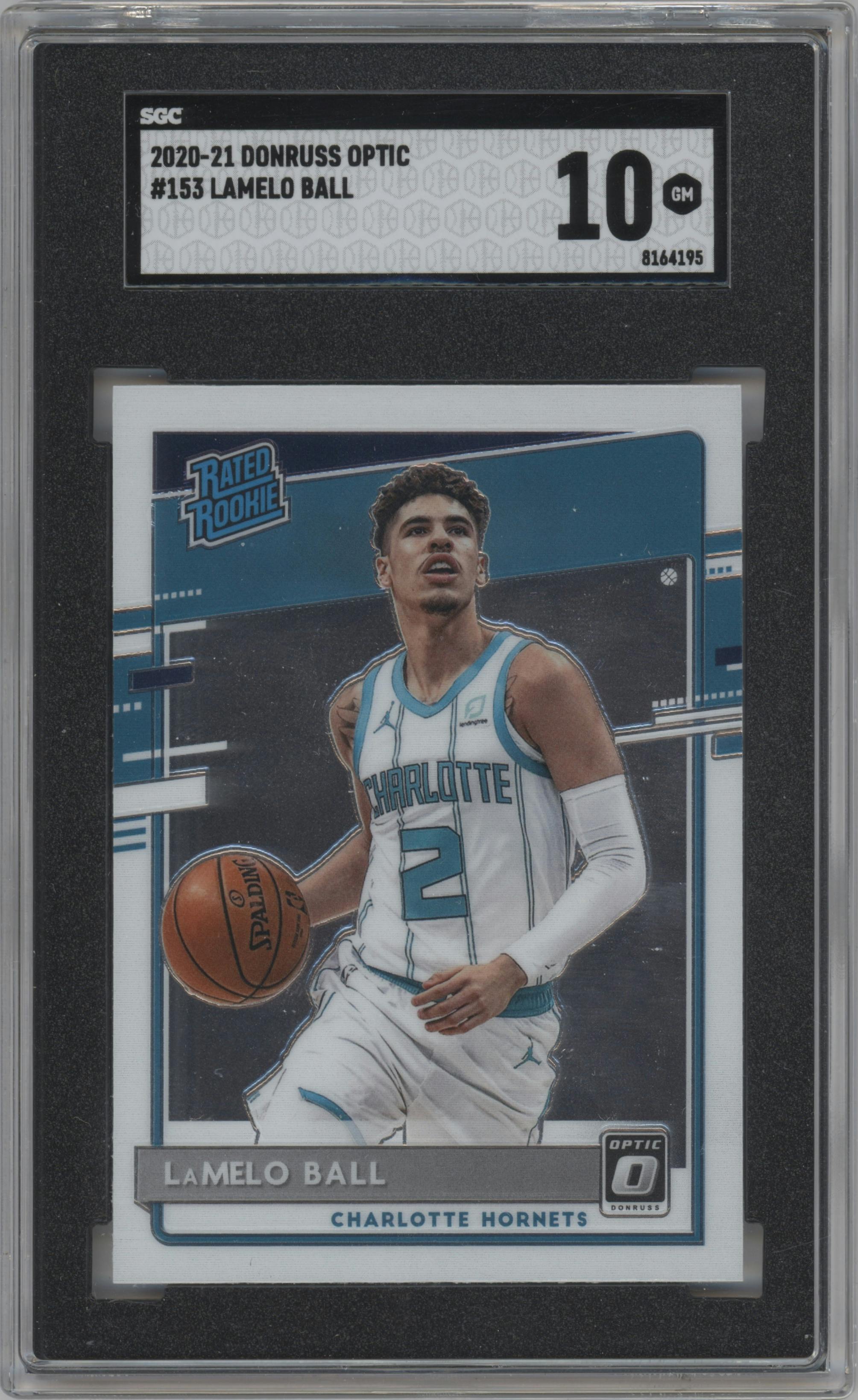 LaMelo Ball from the 2020-21 Panini Donruss Optic set graded by SGC and given an overall grade of 10.