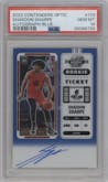 Shaedon Sharpe from the 2022-23 Panini Contenders Optic set featuring a Blue parallel graded by PSA and given an overall grade of 10.